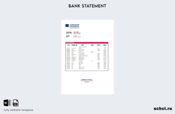 скачать цифровую версию шаблона выписки из банка Georgia Basis Bank